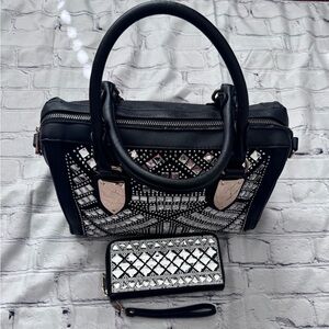Rhinestone Handbag and Wallet Set